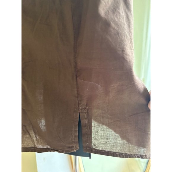 Women's Caribbean Joe Top Size Petite Small Brown Embellished Side Slits - Picture 12 of 13